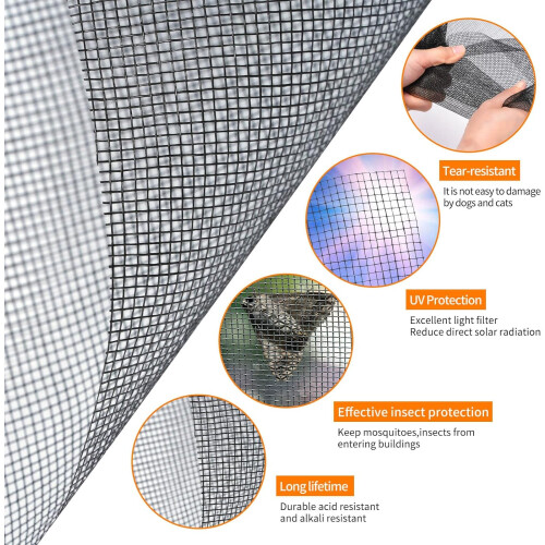 Fiberglass Window Screen Roll 36 x 100 Ft Black InsectProof Mesh for DIY Window Screen Replacement 2
