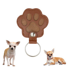 Paw Shaped Pet Memorial Keychain with Leather Pet Hair Keepsake for Pet Loss Remembrance (Yellow)