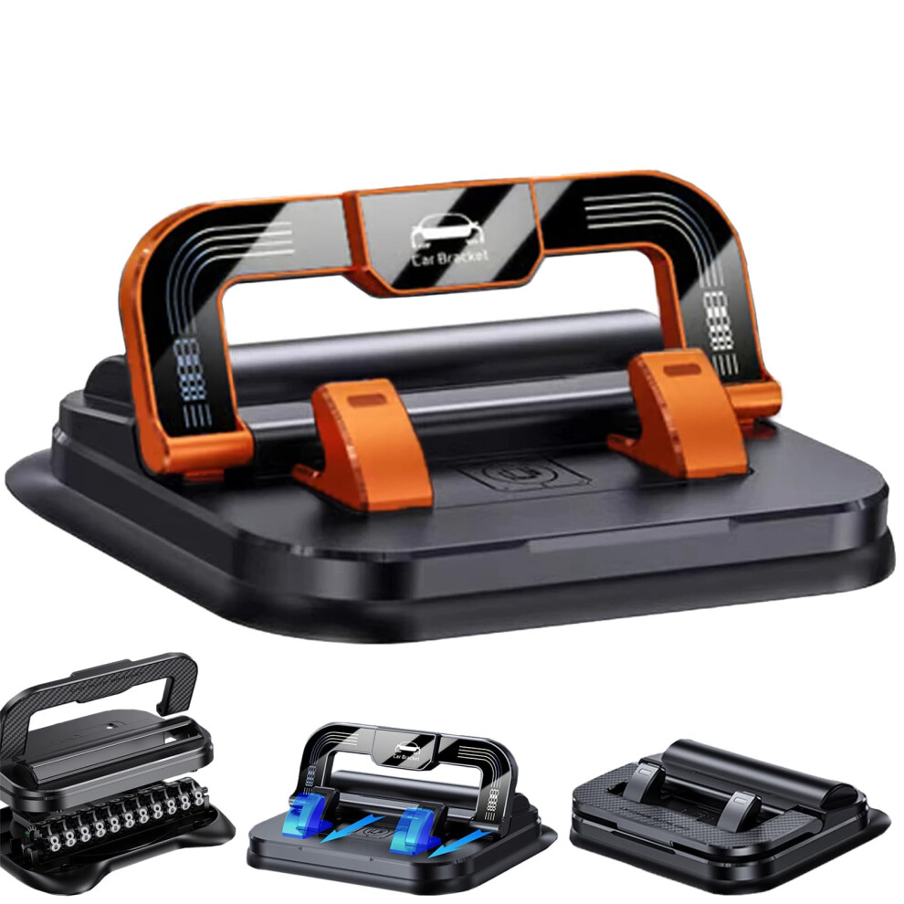 Car Phone Holder 360 Rotation With Strong Suction Cup, Foldable Dashboard And Windshield Mount With Parking Number Plate, Onehand Operation, Orange 9070919955297