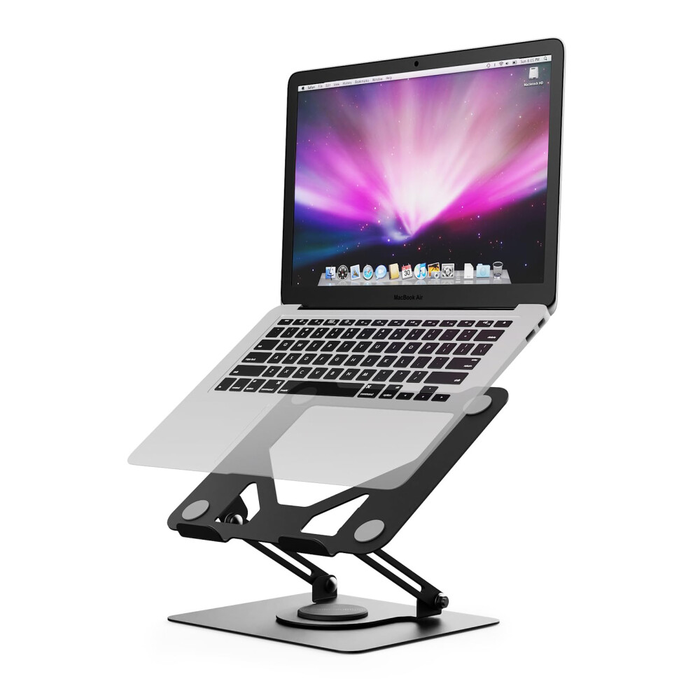 Grifema Laptop Stand For Desk, Foldable Laptop Riser With 360? Swivel Base, Adjustable Height & Angle, Ventilated Computer Stand Compatible With