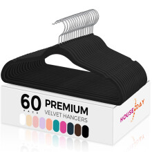 HOUSE DAY Black Velvet Hangers 60 Pack-Premium Clothes Hangers Non-Slip Felt Hangers, Heavy Duty Coat Hangers, Durable Suit Hangers for Space Saving,
