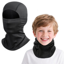 Kids Ski Mask Balaclava with Windproof Thermal Fabric, 360 Winter Protection for Boys and Girls, Black