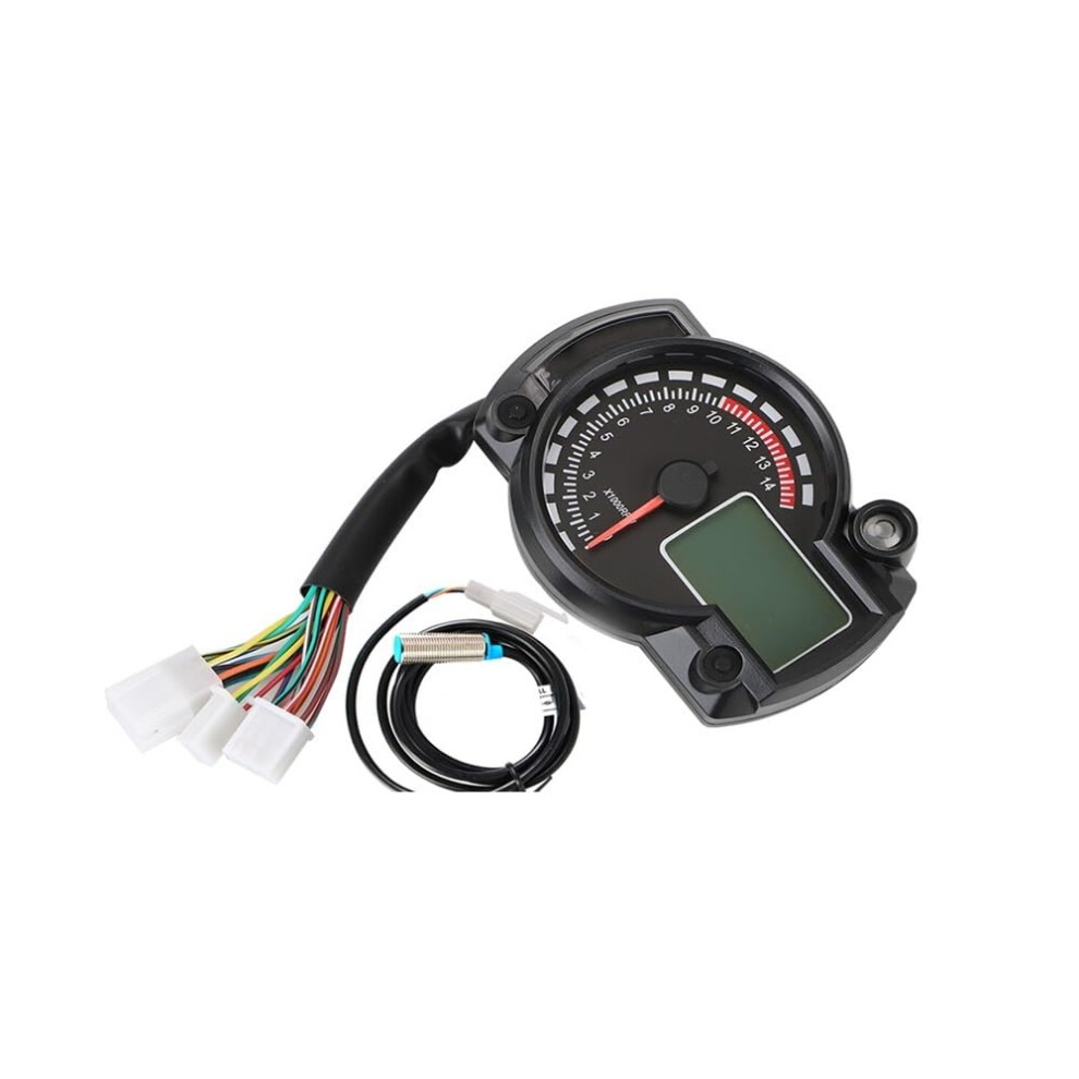 Motorcycle Digital Speedometer With Tachometer 7Color Backlight Gauge Universal Odometer 9070919955648