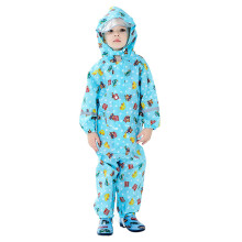 (2XL,Blue Car)Children's Raincoat with Full Printed Picture Thin Style for Boys And Girls