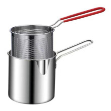 (with Tongs) Oil-Saving Deep Fryer Set - Stainless Steel Deep Frying Pot with Strainer Basket, Multifunctional Mini Fryer for Home Kitchen
