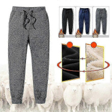 (5XL) Man Thermals Fleece Trousers Thickened Fleece Lined Casual Sports Trousers Winter-MXBC