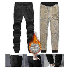 (4XL) Man Thermals Fleece Trousers Thickened Fleece Lined Casual Sports Trousers Winter-MXBC