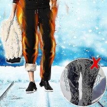 (3XL) Man Thermals Fleece Trousers Thickened Fleece Lined Casual Sports Trousers Winter-MXBC