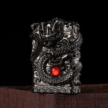 (Dragon, Black) Embossed Paraffin Lighter Vintage Grinding Wheel Ignition for Camping