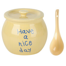 (Niceday Milk Yellow) Frying Oil Ceramic Storage Jar High Temperatures Resistant for Sugars Salt