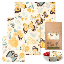 Beeswax Food Wraps 3 PCS Set, Organic Reusable MultiSize Wraps for Plastic Food Storage