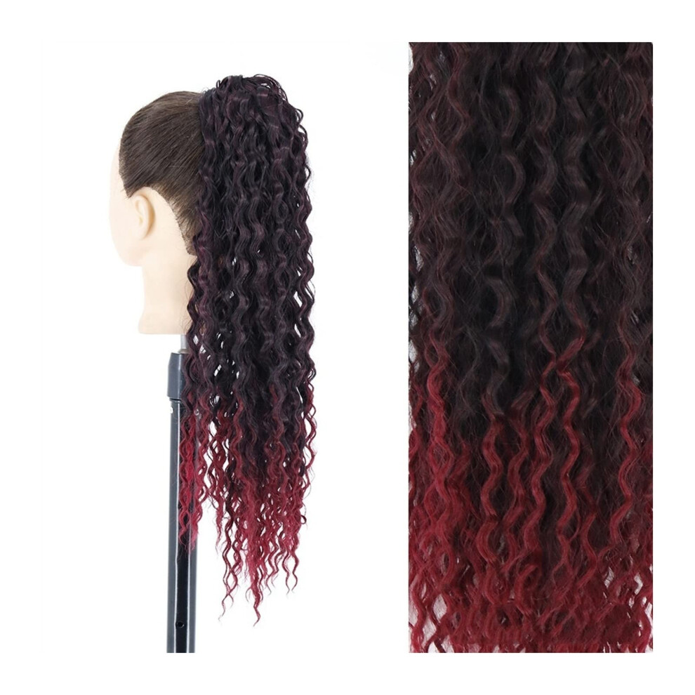 Unisex Synthetic Ponytail Hair Extensions 24 Inch Wavy Clipin Drawstring Hairpiece With Natural Look
