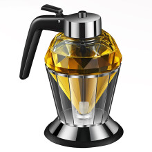 Drip Glass Honey Dispenser with Stand, DiamondShaped Honey Jar for Easy OneHanded Pouring