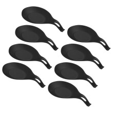 Silicone Spoon Rest Set 8pcs Heat Resistant Kitchen Utensil Holder for Countertop and Stove Black