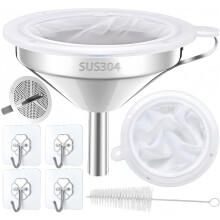 5 Inch Stainless Steel Kitchen Funnel with 200 Mesh Strainer for Oil Juice Milk Coffee
