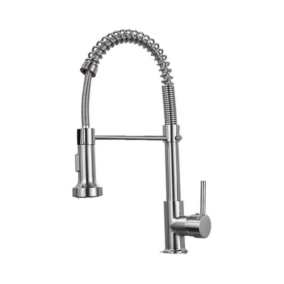 Pull Down Kitchen Dual Mode Spout Hot And Cold Water Mixer Crane Faucet Silver Finish 9174973477051