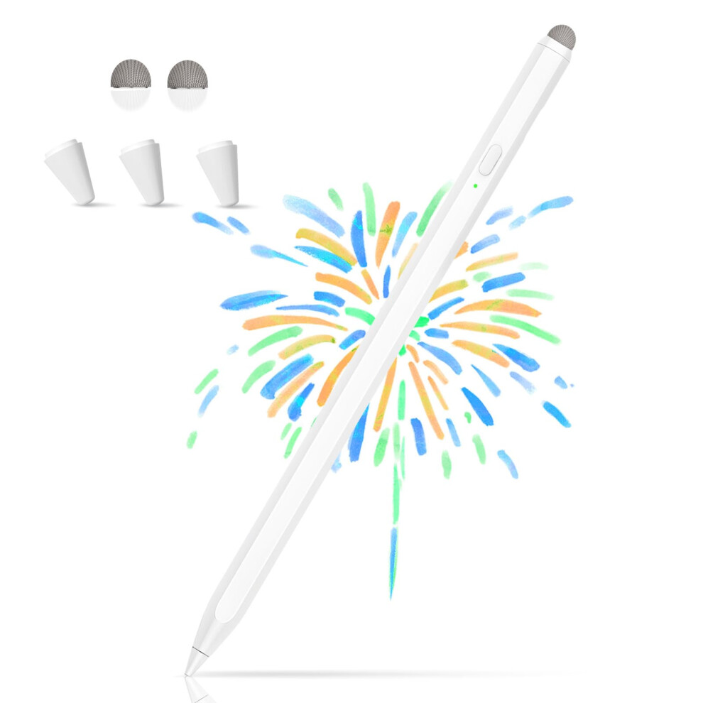 2In1 Stylus Pen For Touchscreen And Compatible With Ipad With Fine And Fiber Tips, Magnetic, White 9455672802376