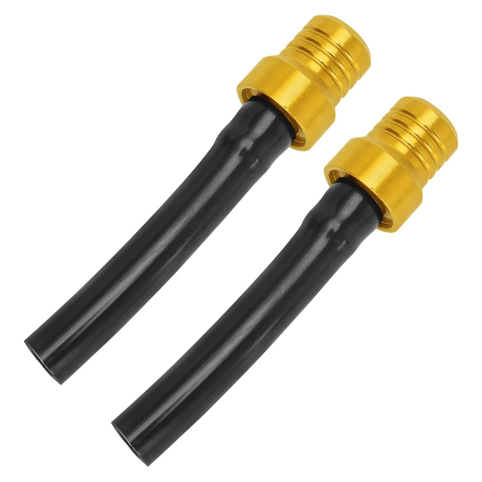 2Pcs Motorcycle Fuel Tank Breather Hose With Cnc Aluminum Oneway Gas Cap Vent Valve, Universal Offroad Atv Dirt Bike Vent Tube, And Gold/Black 9053599129875