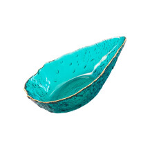 Golden Rim Glass Serving Bowl Large Salad Fruit Dish Stackable Clear Design with Wide Opening