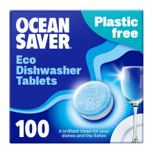 OceanSaver Eco-Friendly Dishwasher Tablets - Pack of 100 | Non-Toxic & Plastic-Free Dish Washing Tablets for Sustainable Cleaning | All in One