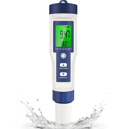 Water Quality Test Pen, pH Tester With Backlit Display, 014 pH Range, Calibration Function, For Home, Aquarium, Pool