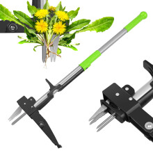 Stand Up Weed Puller with Long Ergonomic Handle, 4 Claw Heavy Duty Dandelion Remover for Garden