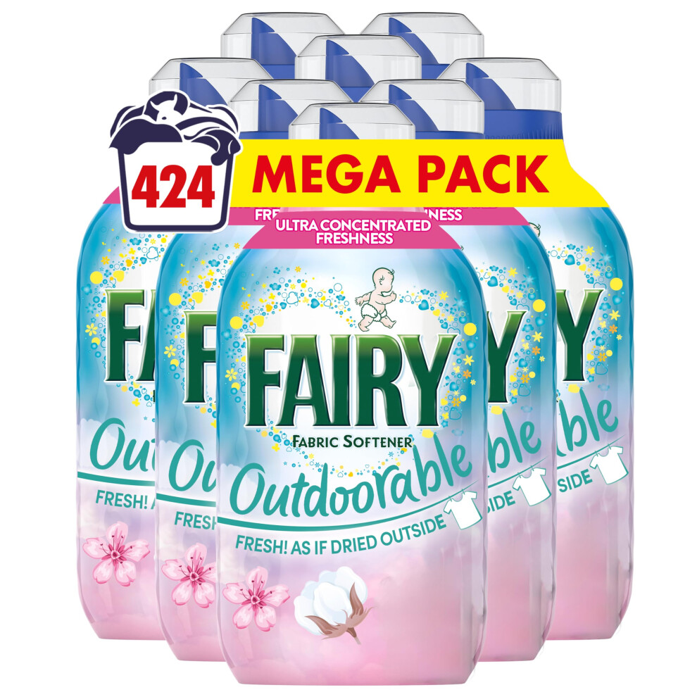 New Fairy Outdoorable Fabric Conditioner, Cherry Blossom And Nordic Cotton, 424 Washes (8X53), Ultra Concentrated Formula For Sensitive Skin, 8.70E+12