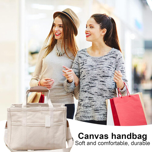 Large Canvas Diaper Bag with Adjustable Shoulder Strap, MultiCompartment Organizer for Travel 2
