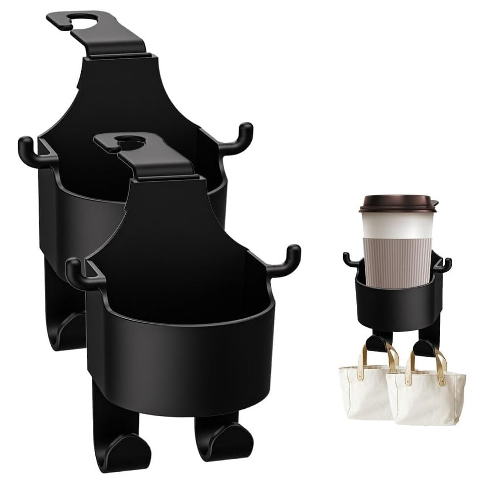 2Pcs Car Seat Back Hooks With 3 In 1 Cup Holder Organizer, Spacesaving Drink And Storage Holder For Universal Vehicles 9053599130437
