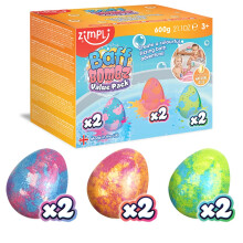 6 x Large Egg Bath Bombs from Zimpli Kids, Create a Colourful Fizzing Bath Time Adventure, Alternative Easter Egg Gifts for Children, Moisturising for