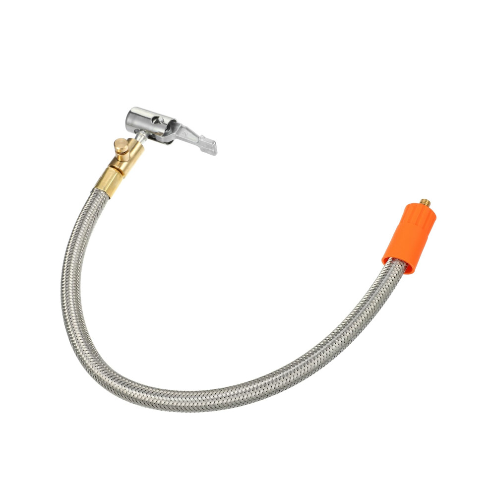 Flexible Tire Inflator Hose With Dual Lockon Air Chuck Adapter M6x1, 40Cm, Builtin Release Valve Silver 9113335713130
