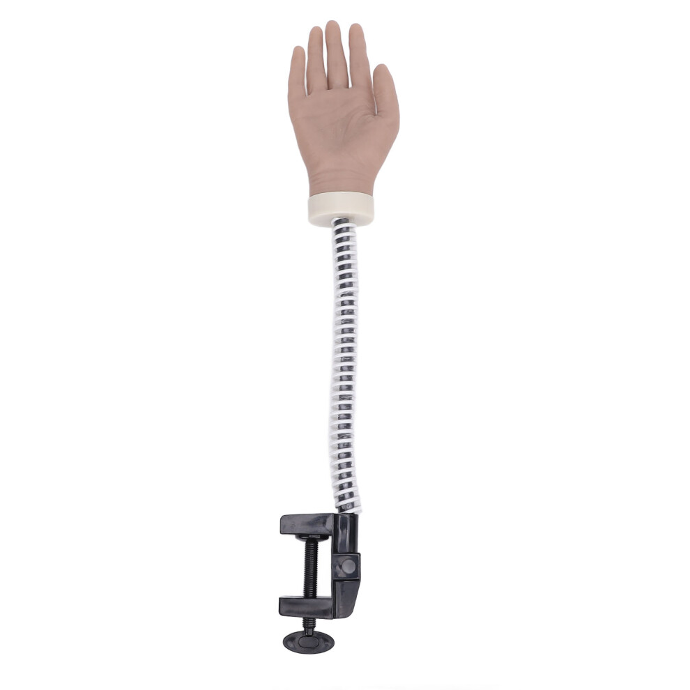 Silicone Nail Practice Hand with Clamp Base for Beginners, Flexible Mannequin