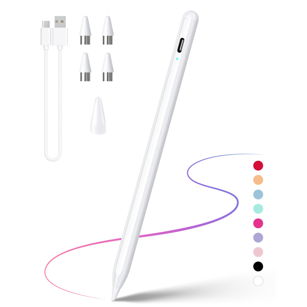 Stylus Pen For Ipad And Android Tablets, Precision Fine Tip, Fast Usbc Charging, White 9455672803205