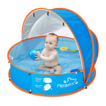 Peradix Splash Pool, 4-in-1 Baby Beach Tent with UV Sun Shelter Canopy & Mosquito Net, Portable Pop-Up Infant Ball Pit Tent, Toddler Wading Pool for