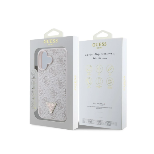 Guess Triangle Logo Magsafe Impact Case Cover For Apple iPhone 16 Pink 1