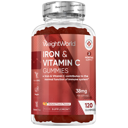 Iron Gummies with Vitamin C - 38mg per Serving - 120 Gummies
