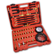 Fuel Pressure Tester Kit with Dual Gauges, Brass Fittings, Flex Hoses, Fits Cars 1997 and Newer