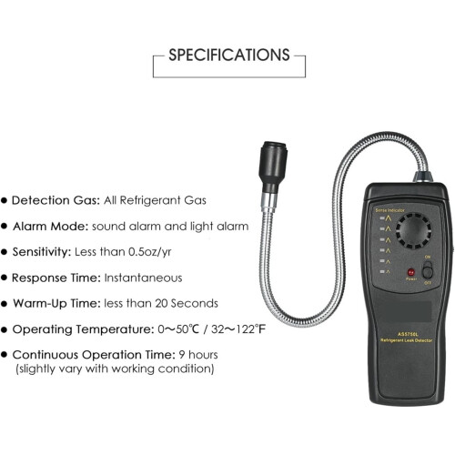 Leak Detector with LED Display for CFCs HCFCs HFCs Refrigerants, Flexible Probe for AC 2