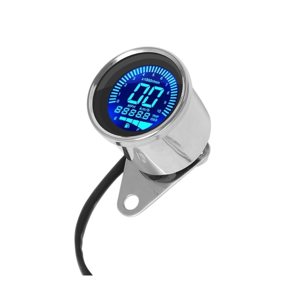 Motorcycle Digital Tachometer And Speedometer 12V Odometer Gauge With Fuel Meter And Clear Display 9455672803960