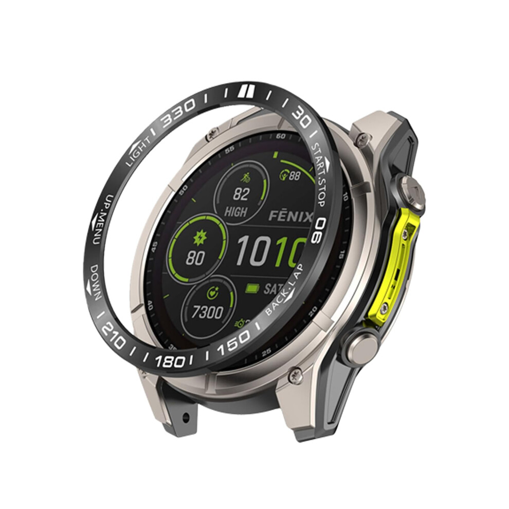 Stainless Steel Bezel 47Mm Amoled Scratch Resistant Watch Cover Black White For Garmin Fenix 8 White,Black 9053599131311