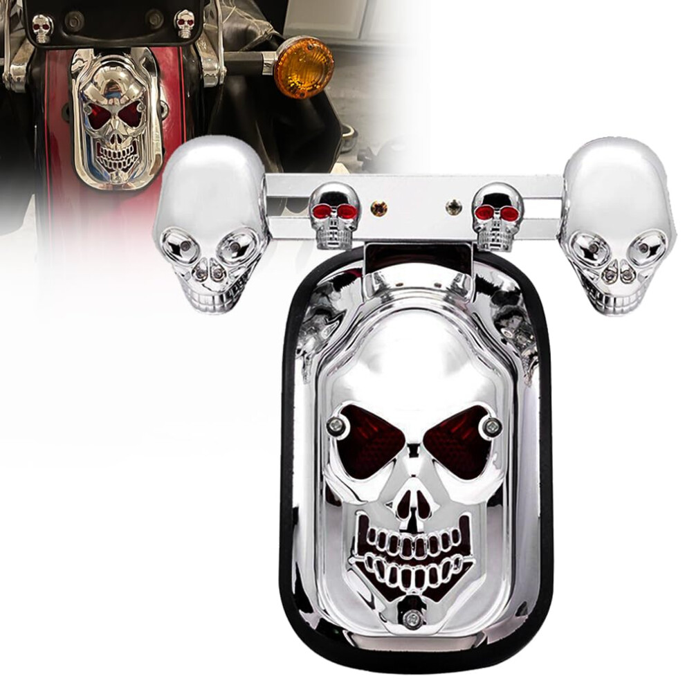 Motorcycle Led Tail Chrome Skull Style With Integrated Brake Turn Signals For Harley Honda Light 9053599131403