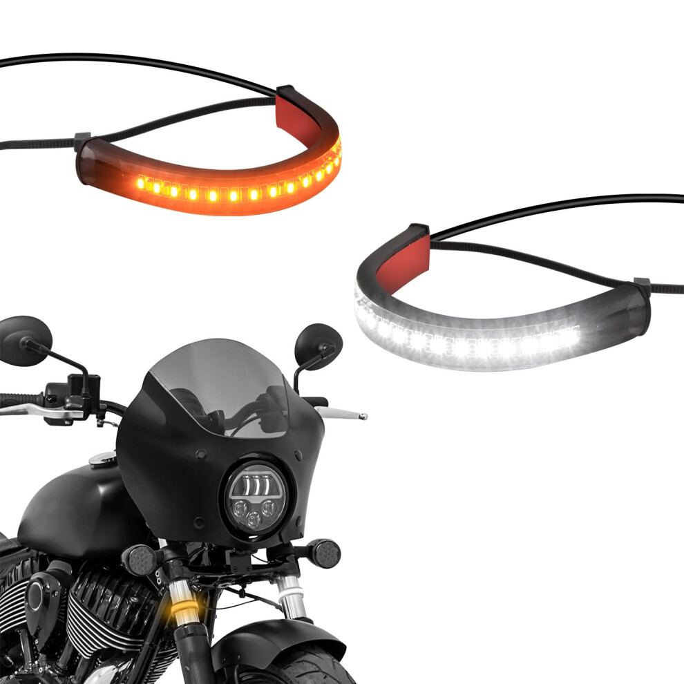 Led Motorcycle Turn Signal Strip Lights Sequential Switchback And Waterproof Flexible 12V White/Amber 9053599131601