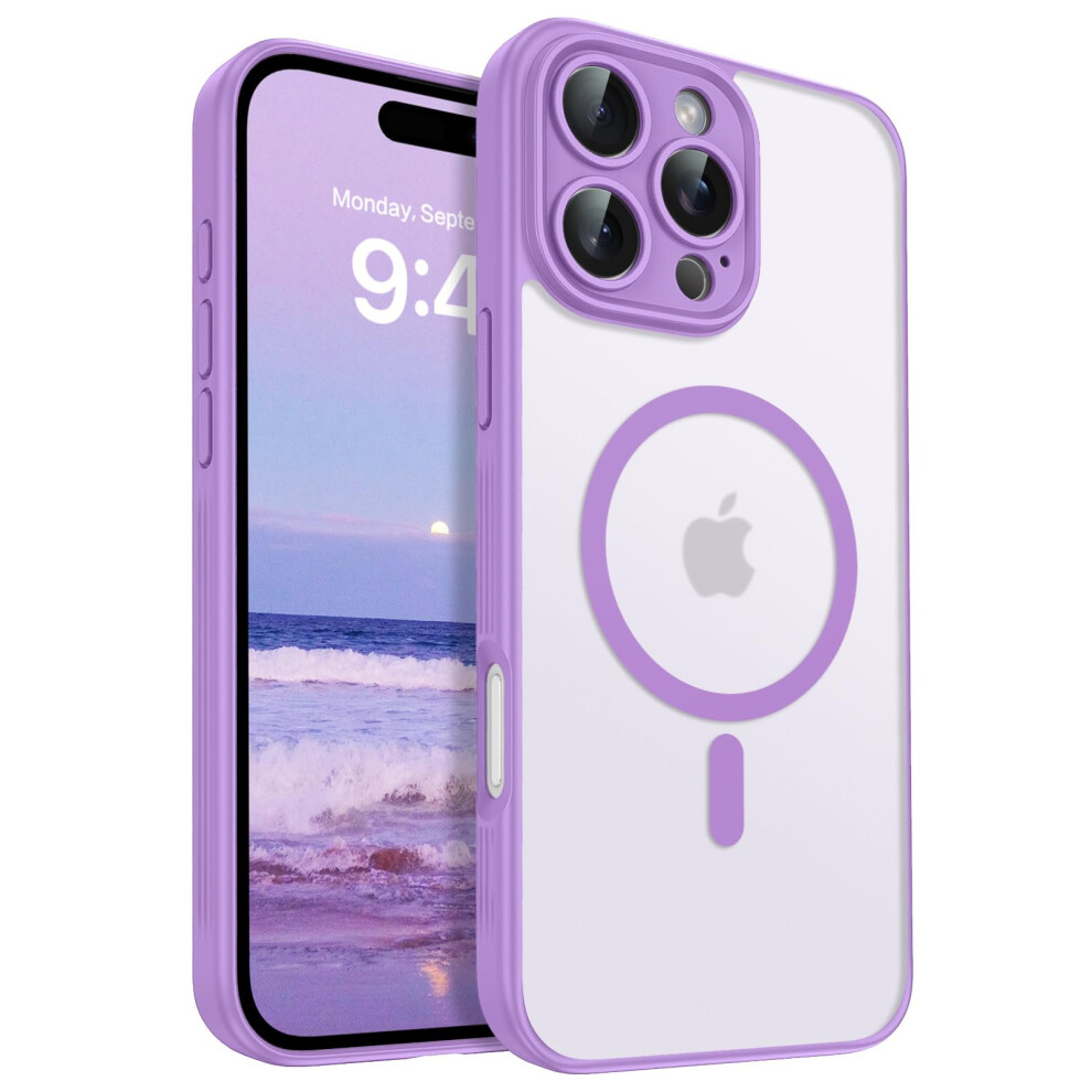 Case With Camera Lens Guard And Militarygrade Drop Protection, Light For Iphone 16 Pro Max With Magsafe Purple 9070919936074