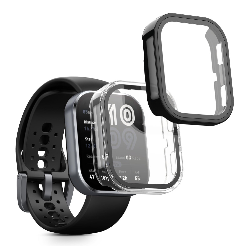 Tempered Glass Screen Protector Case For Amazfit Bip 6, Full Coverage Scratch Resistant Frame 2 Pack 9070919936128