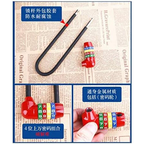 Combination Padlock with UShaped Long Shackle, DoubleLock Security, 7cm Beam, Red 2