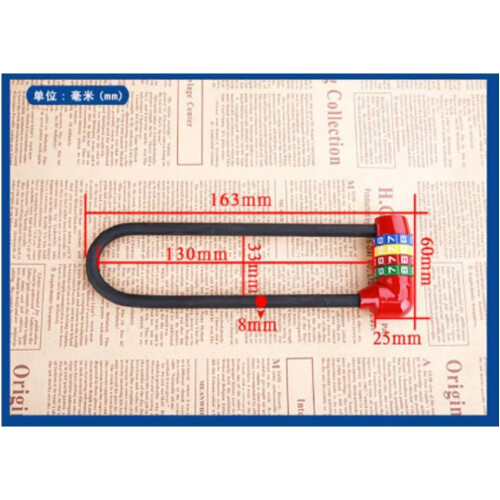 Combination Padlock with UShaped Long Shackle, DoubleLock Security, 7cm Beam, Red 1