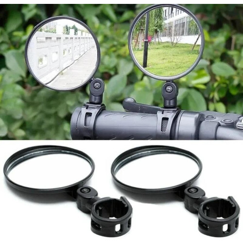 Motorcycle Rearview Mirror with 360 Adjustable Wide Angle Convex View for Handlebar Mounted Bikes 2