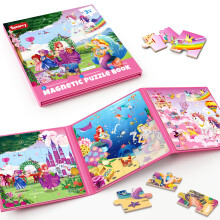 SYNARRY Unicorn Mermaid Princess Magnetic Puzzles for Toddlers 3-5 Girls, 20 Pieces Travel Puzzles for Kids Ages 4-6, Car Airplane Road Trip