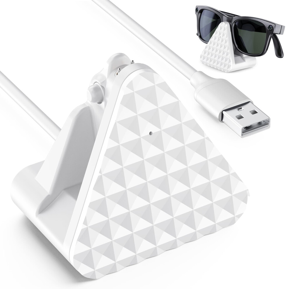 Charger Dock With Usb Adapter For Meta Smart Glasses Rayban Wayfarer Skyler Headliner White 9070919936548