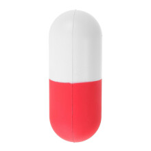 Pill Shaped Stress Ball Slow Rising Squishy Toy with Cute Cartoon Design for Stress Relief, Red 11cm